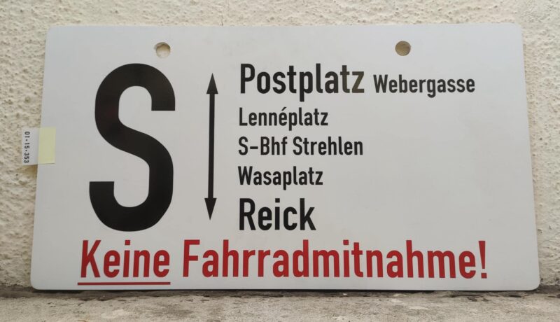 S Postplatz Weber­gasse – Reick Keine Fahr­rad­mit­nahme!