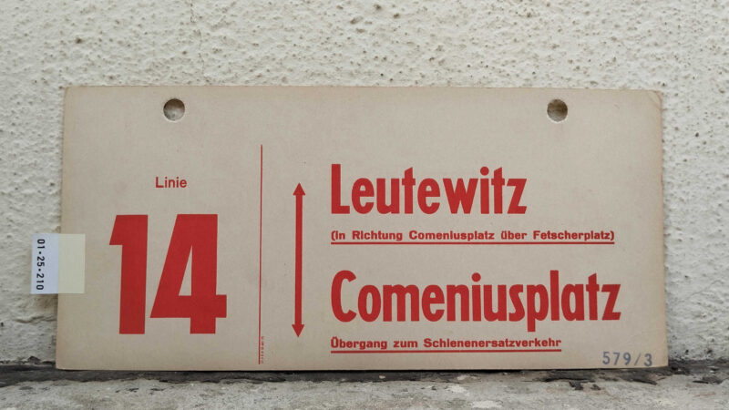 Linie 14 Leutewitz – Come­ni­us­platz Übergang zum Schie­nen­er­satz­ver­kehr