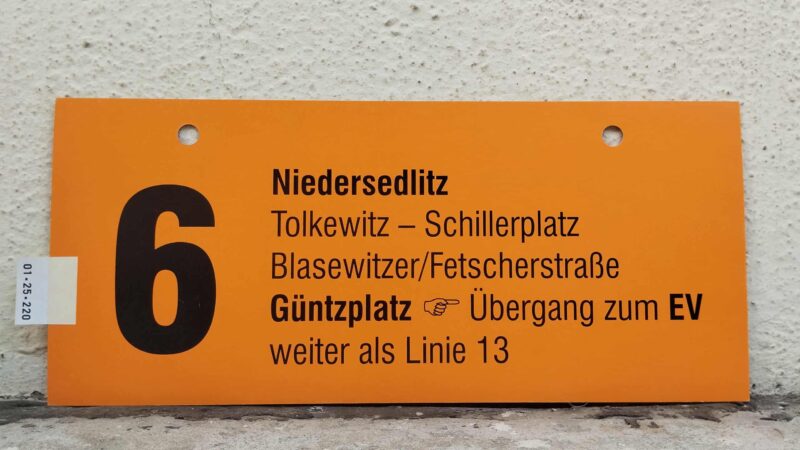 6 Nie­der­sedlitz – Güntzplatz [Zei­ge­finger] Übergang zum EV weiter als Linie 13