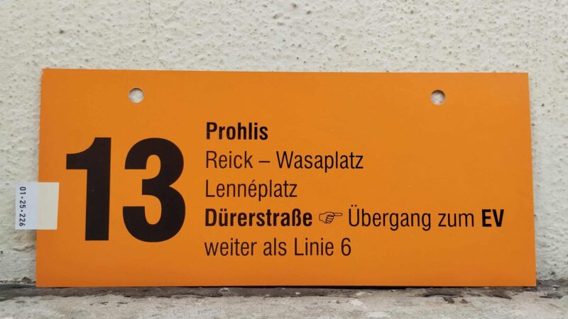 13 Prohlis – Dürer­straße [Zei­ge­finger] Übergang zum EV weiter als Linie 6