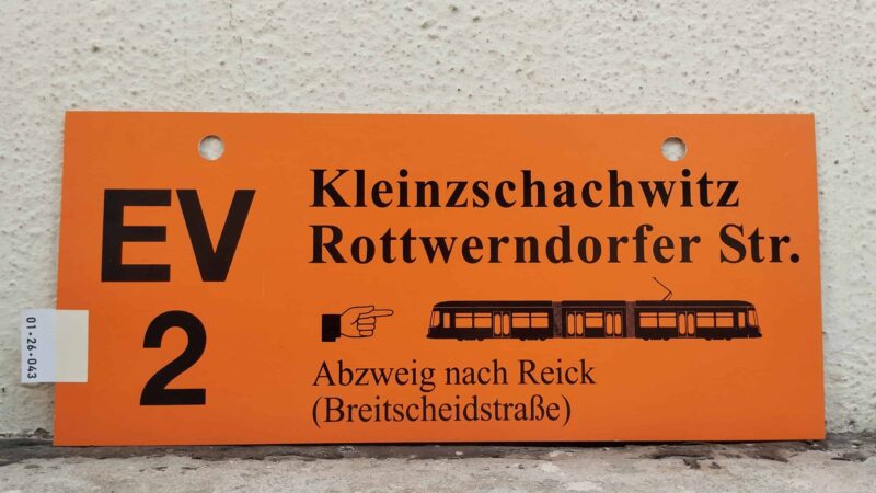 EV 2 Klein­zschach­witz – Rott­wern­dorfer Str. [Zei­ge­finger] [NGT] Abzweig nach Reick (Breit­scheids­traße)