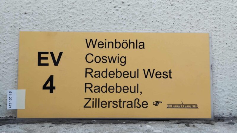 EV 4 Weinböhla – Radebeul, Zil­ler­straße [Zei­ge­finger] [TRAM neu]