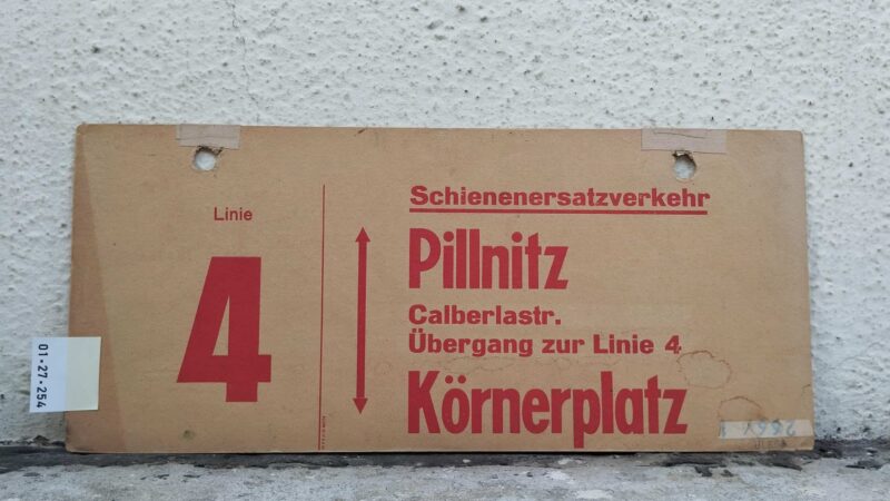 Linie 4 Schie­nen­er­satz­ver­kehr Pillnitz – Kör­ner­platz