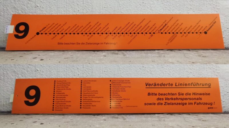 9 Prohlis (P+R) – Neustadt,Eisenbahnstr. [bzw.] Radebeul Ost