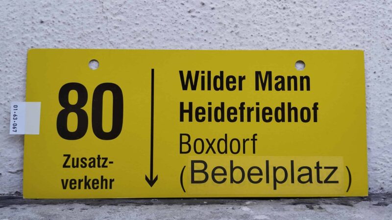 80 Zusatz- verkehr Wilder Mann – Hei­de­friedhof – Boxdorf (Bebel­platz)