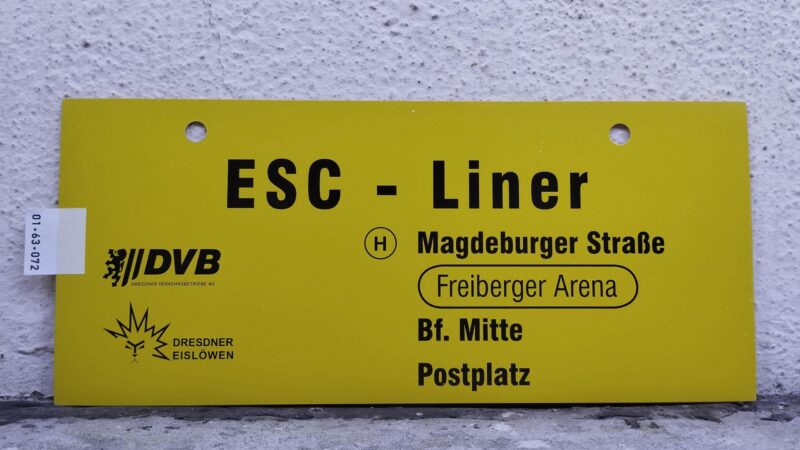 ESC – Liner [DVB] [Eislöwen] Mag­de­burger Straße [Frei­berger Arena] – Bf. Mitte – Postplatz