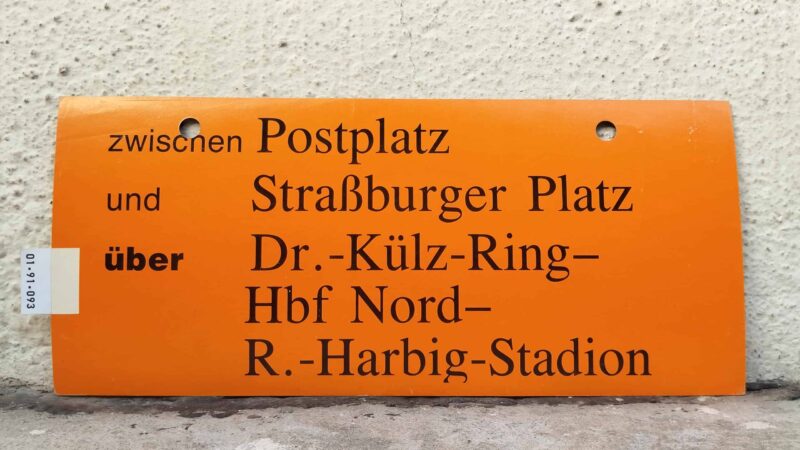 zwischen Postplatz und Straß­burger Platz über Dr.-Külz-Ring- Hbf Nord- R.-Harbig-Stadion