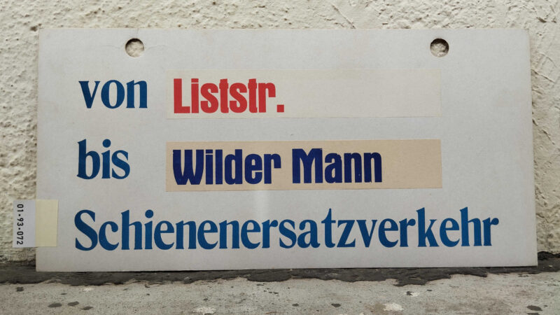 von Liststr. bis Wilder Mann Schie­nen­er­satz­ver­kehr