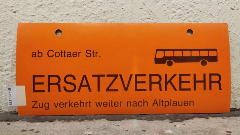 ab Cottaer Str. [Bus neu] ERSATZVERKEHR Zug verkehrt weiter nach Altplauen