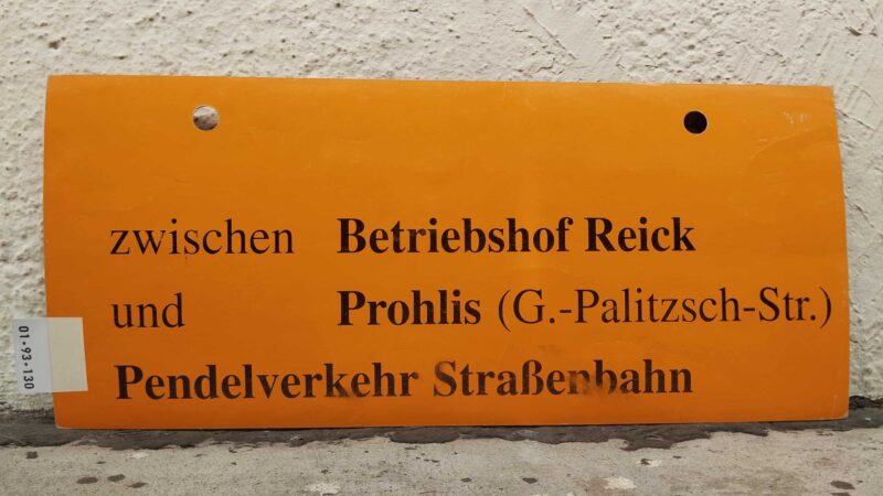 zwischen Betriebshof Reick und Prohlis (G.-Palitzsch-Str.) Pen­del­ver­kehr Stra­ßen­bahn