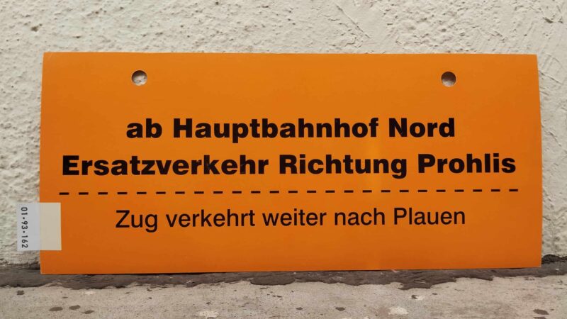 ab Haupt­bahnhof Nord Ersatz­ver­kehr Richtung Prohlis Zug verkehrt weiter nach Plauen