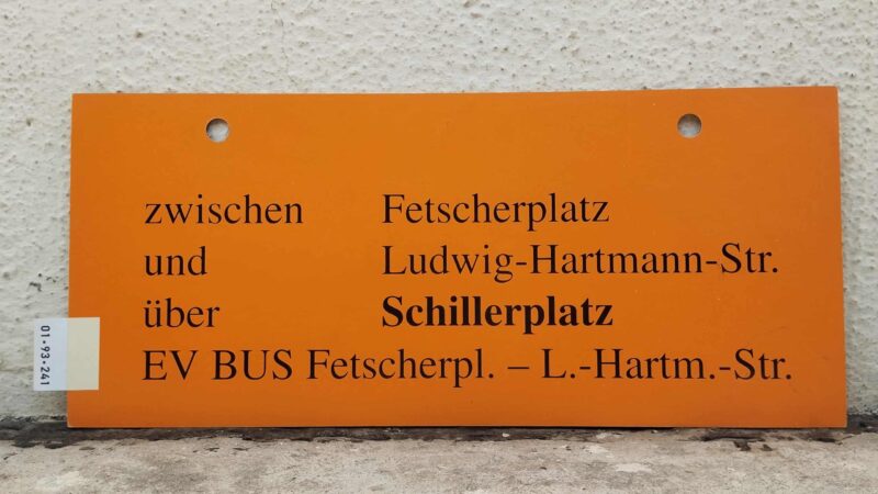 zwischen Fet­scher­platz und Ludwig-Hartmann-Str. über Schil­ler­platz EV BUS Fet­scherpl. – L.-Hartm.-Str.