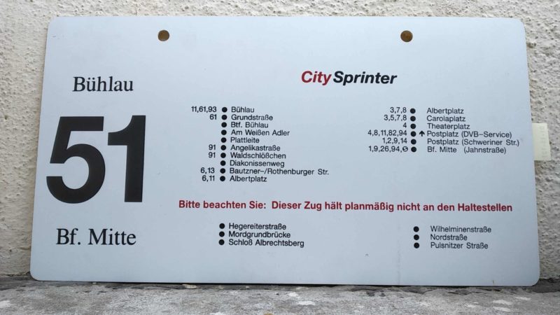 51 City­Sprinter Bühlau – Bf. Mitte