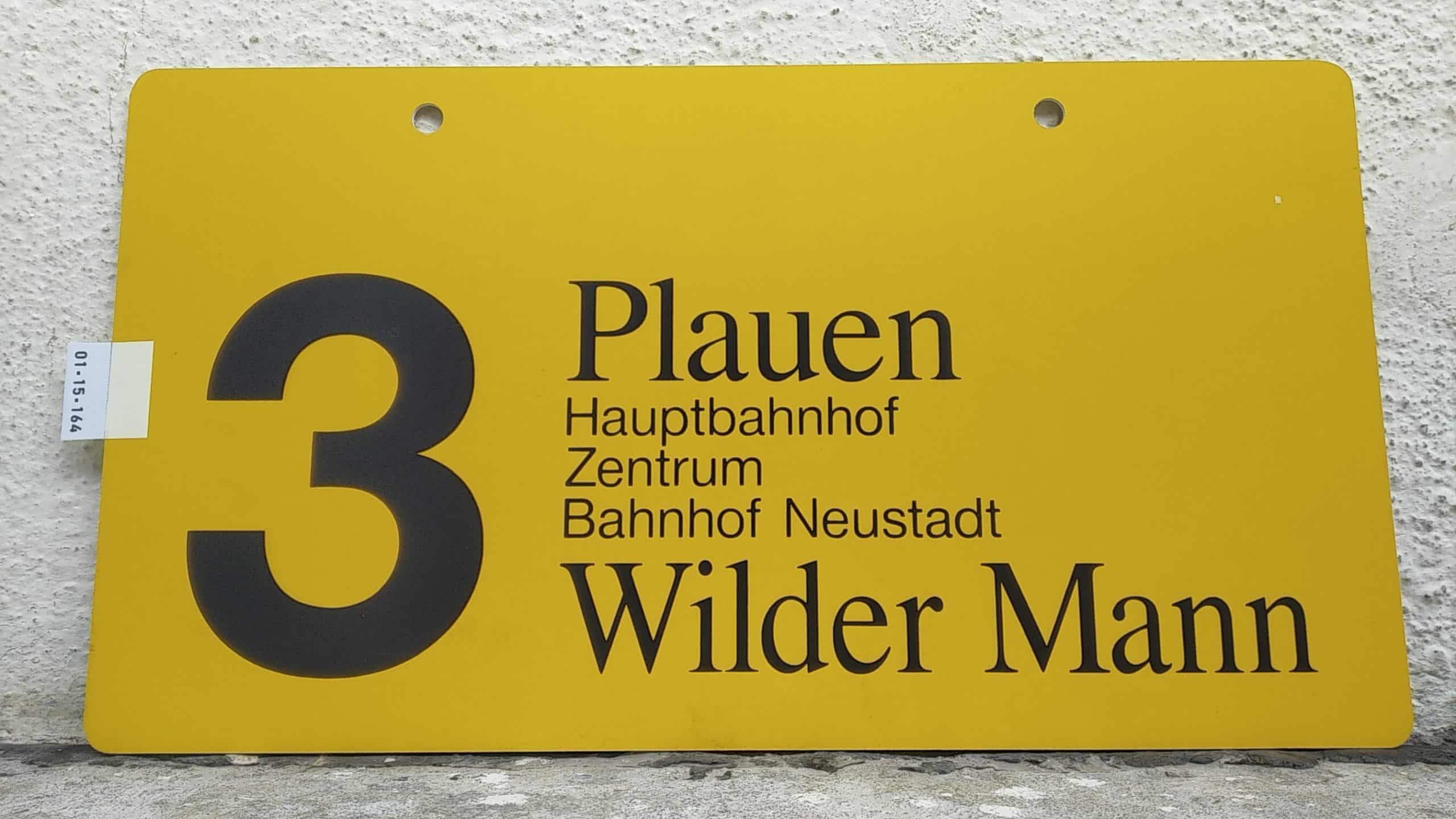 Ein seltenes Straßenbahn-Linienschild aus Dresden der Linie 3 von Plauen nach Wilder Mann #1