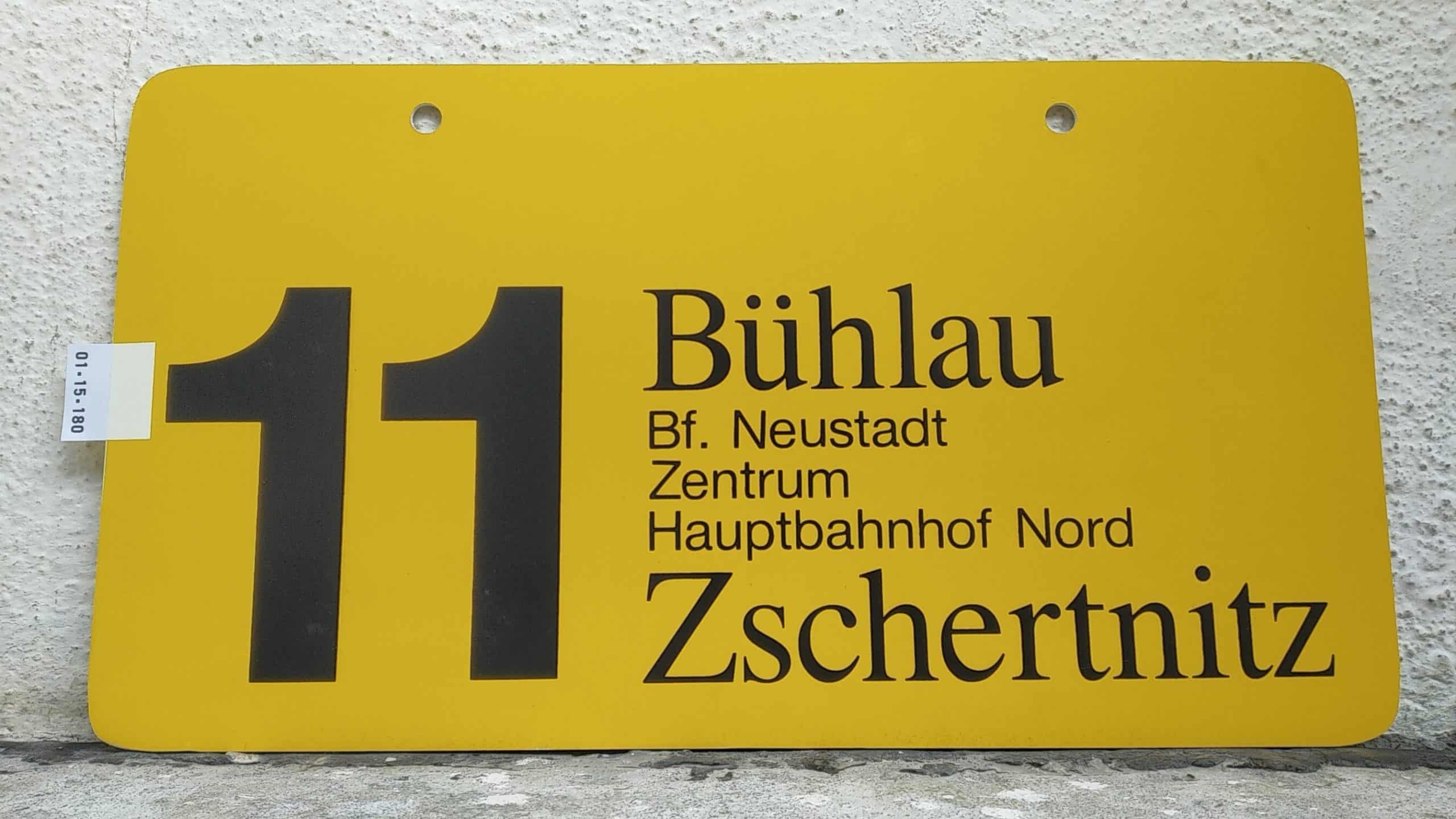 Ein seltenes Straßenbahn-Linienschild aus Dresden der Linie 11 von Bühlau nach Zschertnitz #1