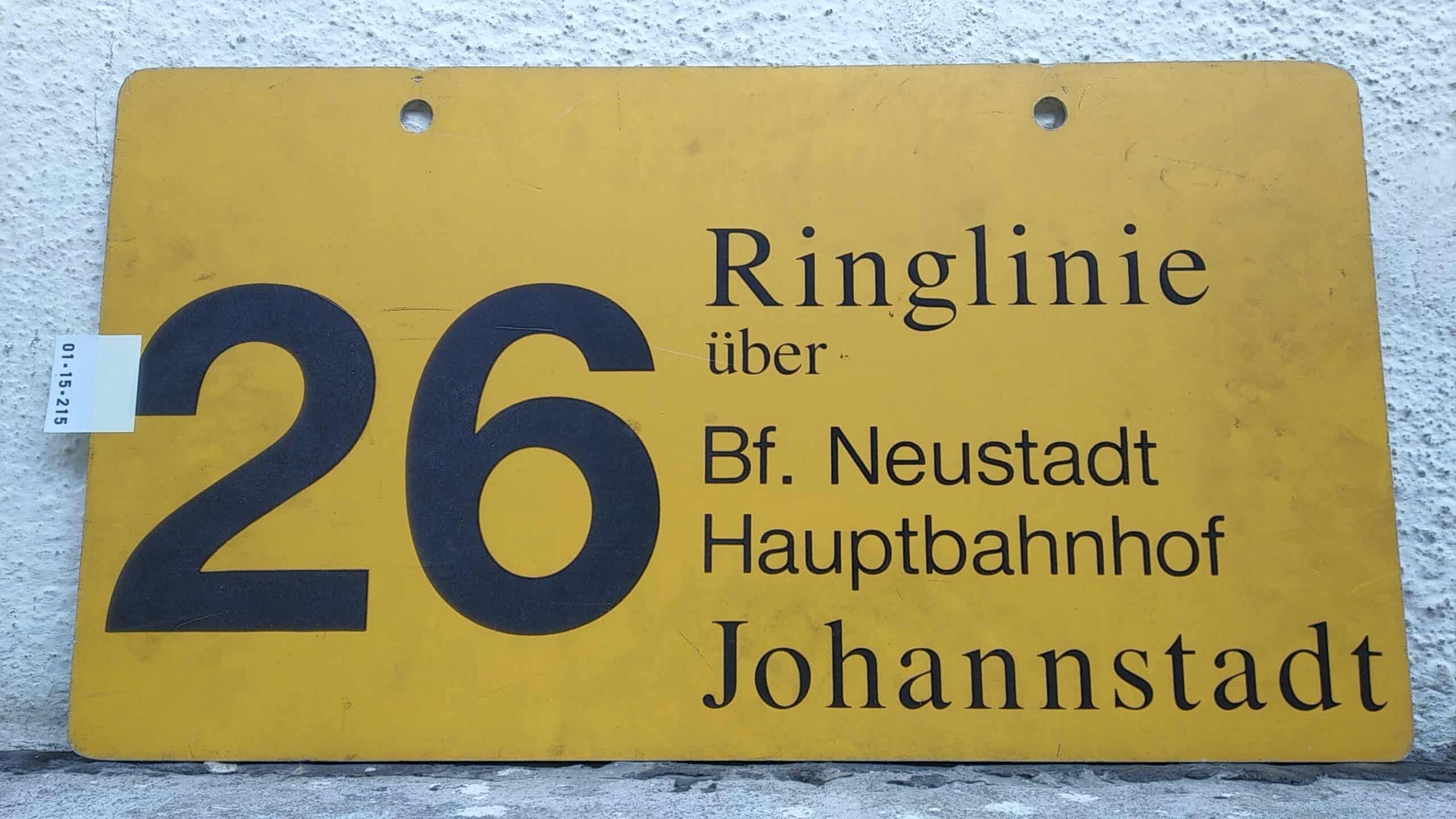 Ein seltenes Straßenbahn-Linienschild aus Dresden für Linie 26 Ringlinie Johannstadt #1