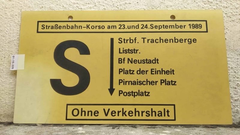 Stra­ßen­bahn-Korso am 23.und 24.September 1989 S Strbf. Tra­chen­berge – Postplatz