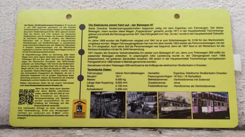 [Stra­ßen­bahn­mu­seum] kleiner Nor­mal­bei­wagen Eigenbau DVB Baujahr 1911 Son­der­fahrt