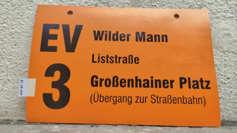 EV 3 Wilder Mann – Gro­ßen­hainer Platz (Übergang zur Stra­ßen­bahn)