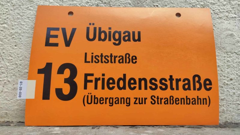 EV 13 Übigau – Frie­dens­straße (Übergang zur Stra­ßen­bahn)