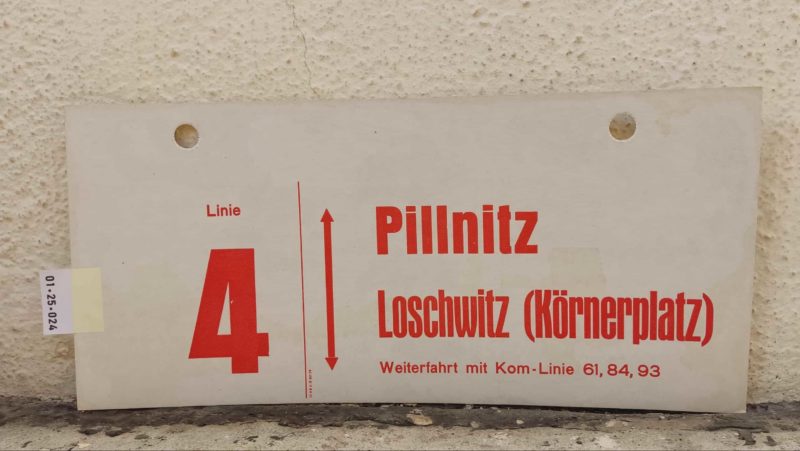 Linie 4 Pillnitz – Loschwitz (Körnerplatz) Weiterfahrt mit Kom-Linie 61, 84, 93 Linie 4 Pillnitz – Loschwitz (Körnerplatz) Weiterfahrt mit Kom-Linie 61, 84, 93