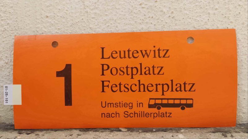 1 Leutewitz – Fet­scher­platz Umstieg in [Bus neu] nach Schil­ler­platz