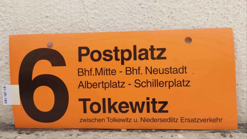 6 Postplatz – Tolkewitz zwischen Tolkewitz u. Nie­der­sedlitz Ersatz­ver­kehr
