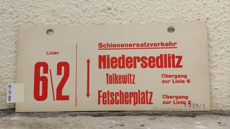 Linien 62 Schie­nen­er­satz­ver­kehr Nie­der­sedlitz – Fet­scher­platz  Übergang zur Linie 2