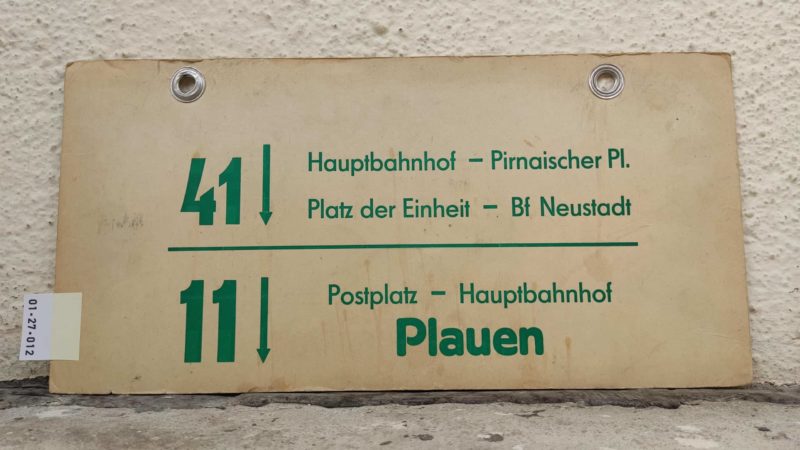 41 Haupt­bahnhof – Bf Neustadt 11 Postplatz – Plauen