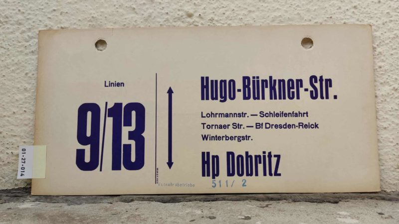 Linien 9/​13 Hugo-Bürkner-Str. – Hp Dobritz