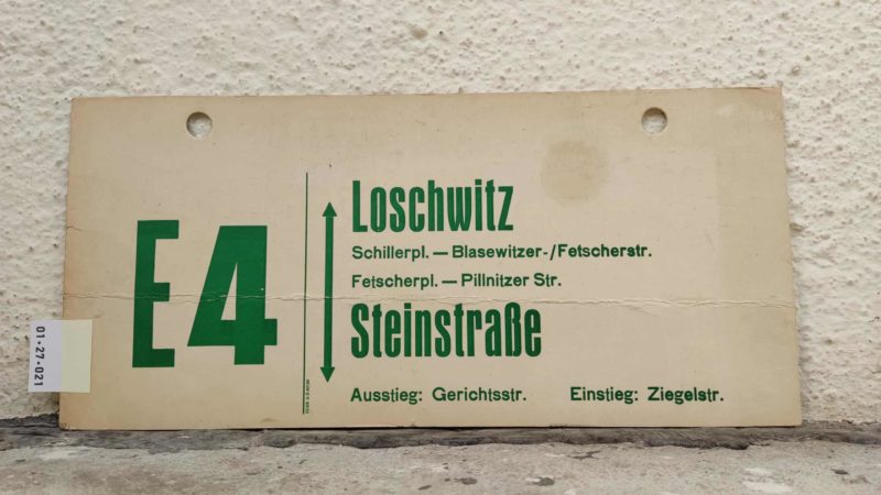 E4 Loschwitz – Stein­straße Ausstieg: Gerichtsstr.  Einstieg: Ziegelstr.