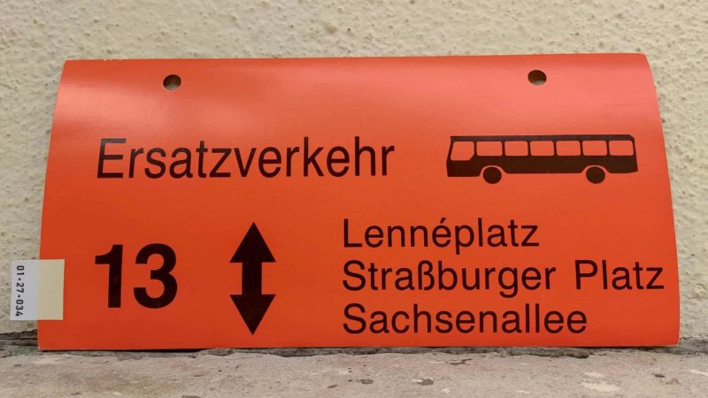 Ersatz­ver­kehr [Bus neu] 13 Len­né­platz – Sach­sen­allee