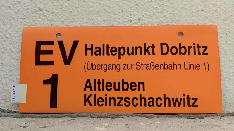 EV 1 Hal­te­punkt Dobritz (Übergang zur Stra­ßen­bahn Linie 1) – Altleuben Klein­zschach­witz