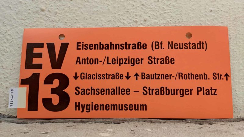 EV 13 Eisen­bahn­straße (Bf. Neustadt) – Hygie­ne­mu­seum