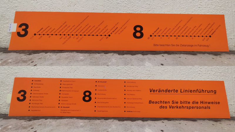 3 Coschütz – Bf. Neustadt Übergang zum Ersatz­ver­kehr 3 Ri. Wilder Mann 8 Bf. Neustadt – Hellerau Kie­fernweg
