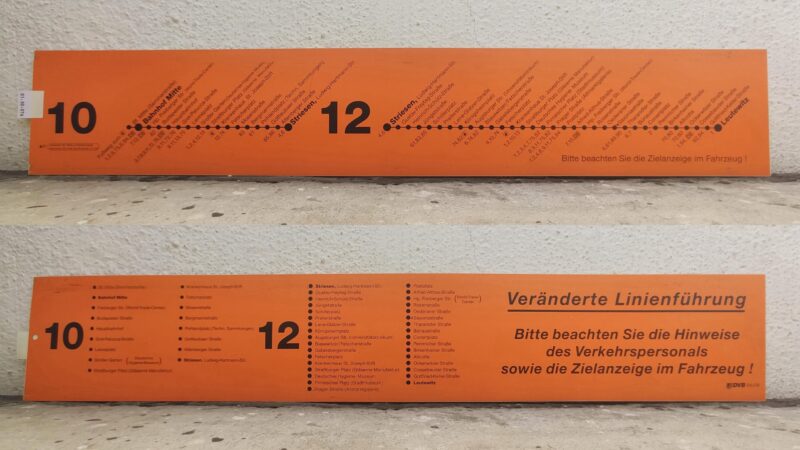 10 Bf. Mitte (Semi­nar­straße) – Bahnhof Mitte – Striesen, Ludwig-Hartmann-Str. 12 Striesen, Ludwig-Hartmann-Str. – Leutewitz