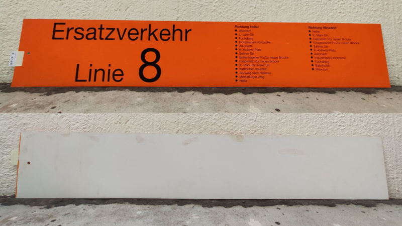 Ersatz­ver­kehr Linie 8 Richtung Heller Weixdorf – Heller Richtung Weixdorf Heller – Weixdorf