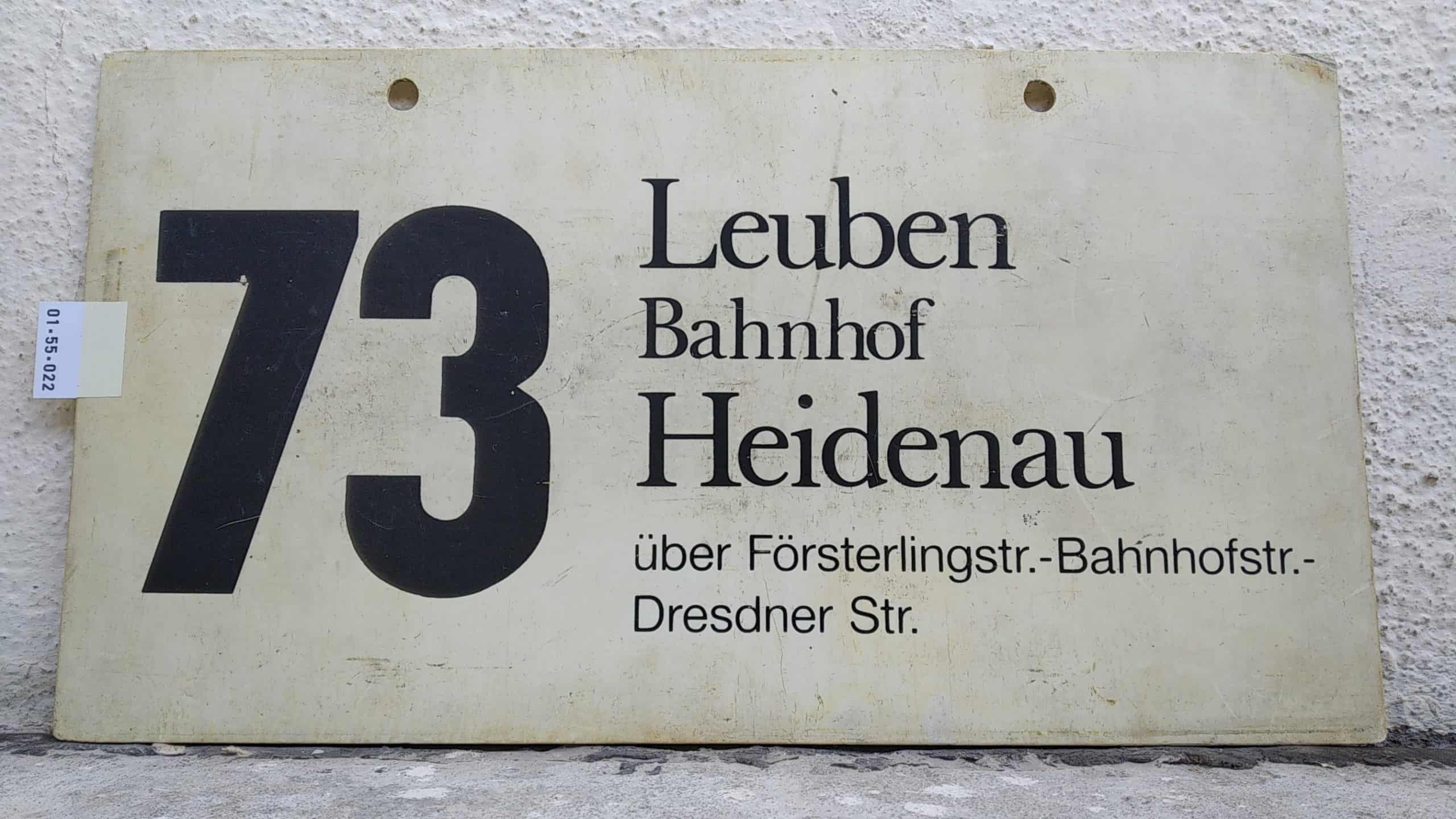 Ein seltenes Bus-Linienschild aus Dresden der Linie 73 von Leuben nach Bahnhof Heidenau #1