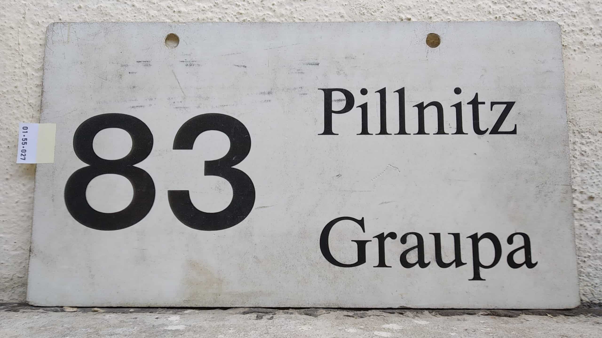 Ein seltenes Bus-Linienschild aus Dresden der Linie 83 von Pillnitz nach Graupa #1