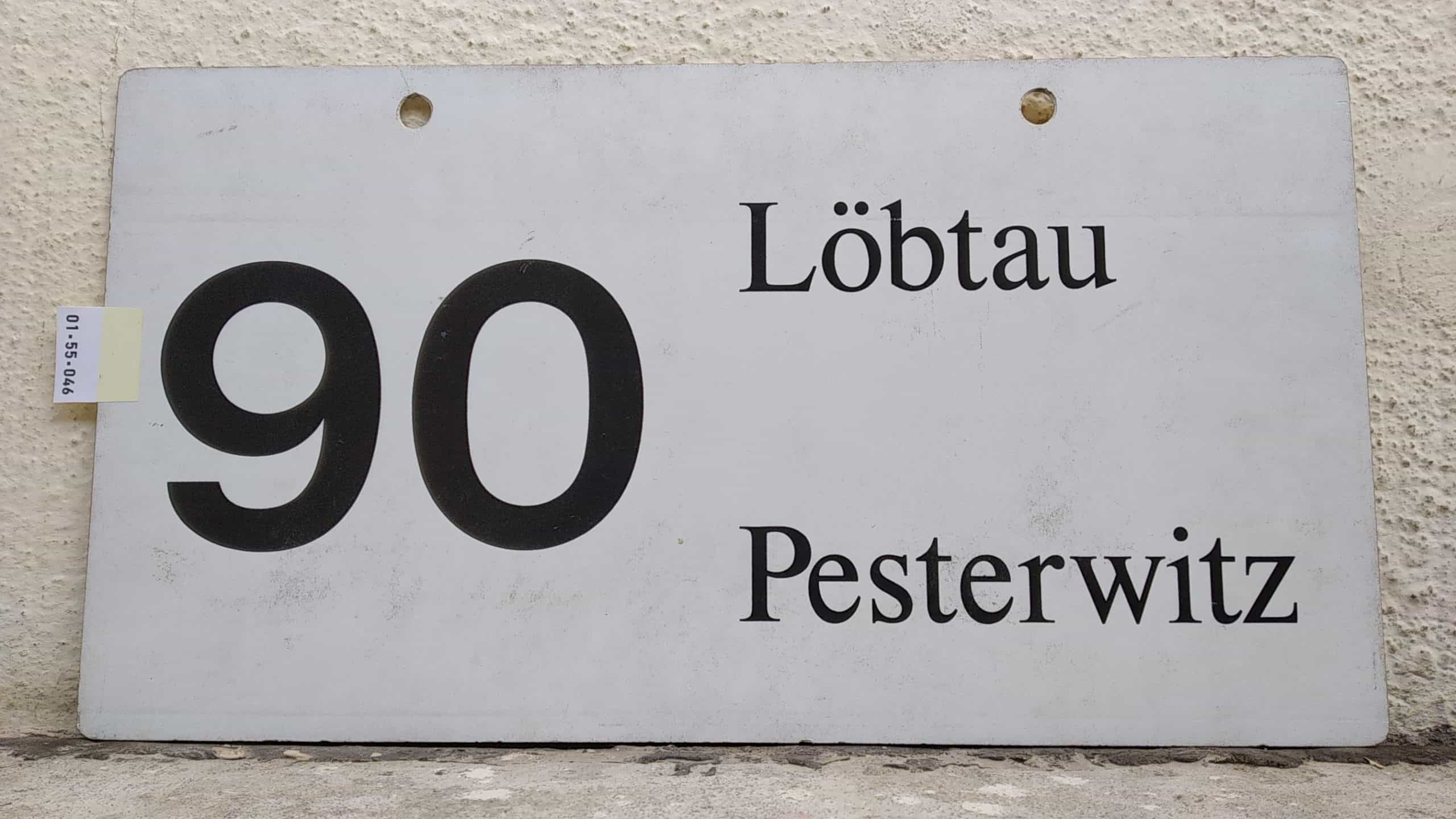 Ein seltenes Bus-Linienschild aus Dresden der Linie 90 von Löbtau nach Pesterwitz #1