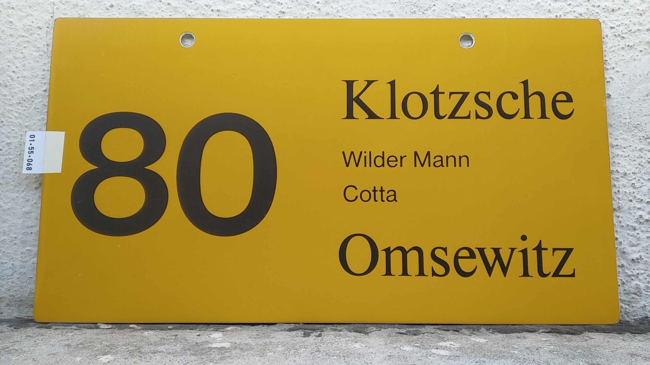 Ein seltenes Bus-Linienschild aus Dresden der Linie 80 von Klotzsche nach Omsewitz #1