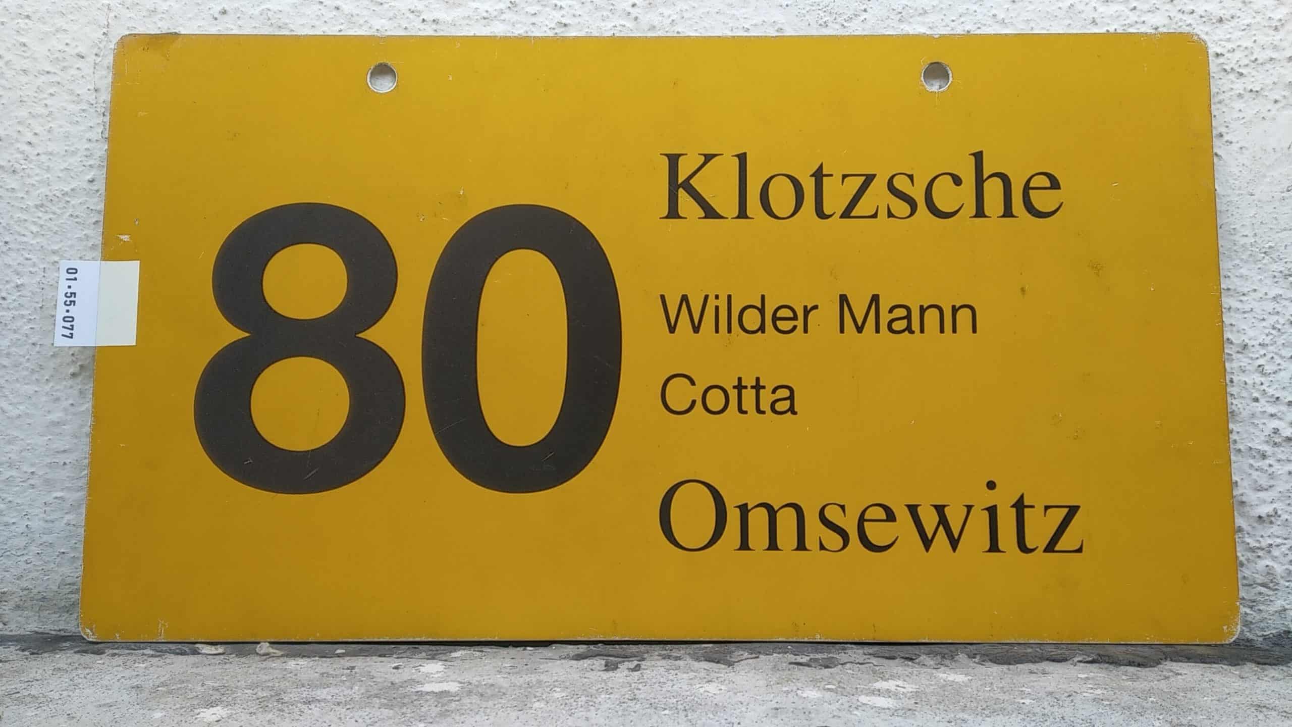 Ein seltenes Bus-Linienschild aus Dresden der Linie 80 von Klotzsche nach Omsewitz #1