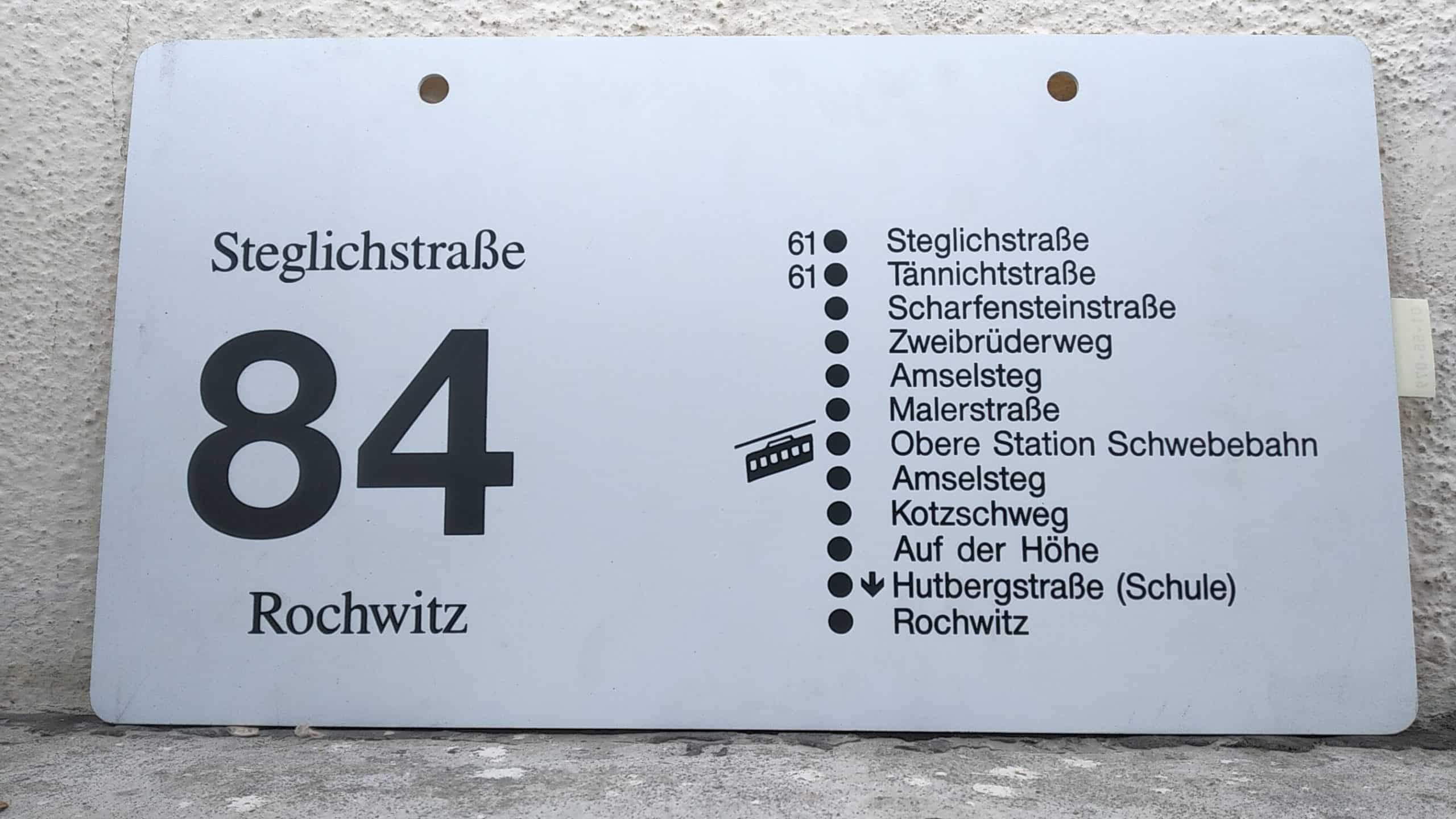 Ein seltenes Bus-Linienschild aus Dresden der Linie 84 von Steglichstraße nach Rochwitz #2