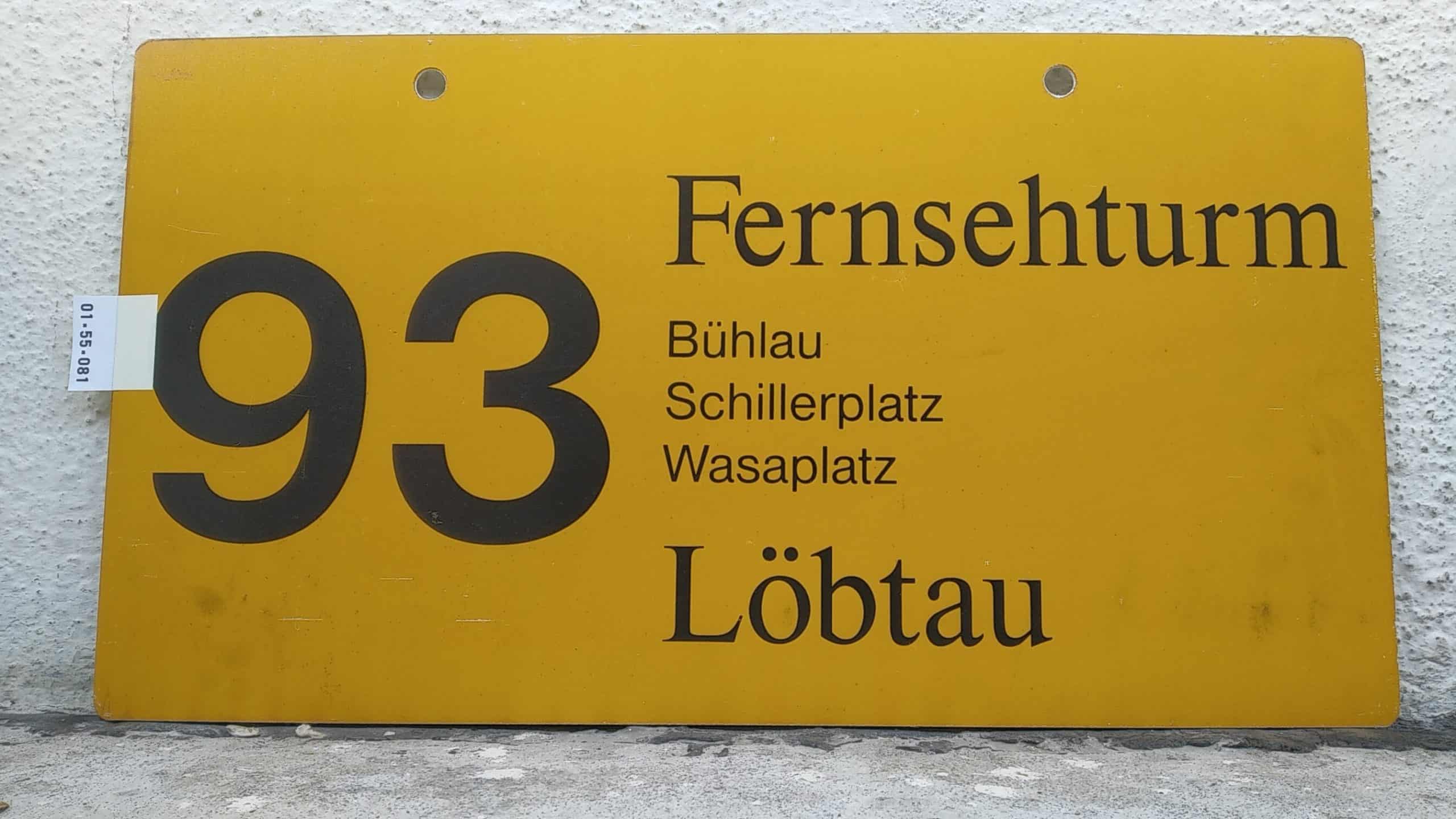 Ein seltenes Bus-Linienschild aus Dresden der Linie 93 von Fernsehturm nach Löbtau #1