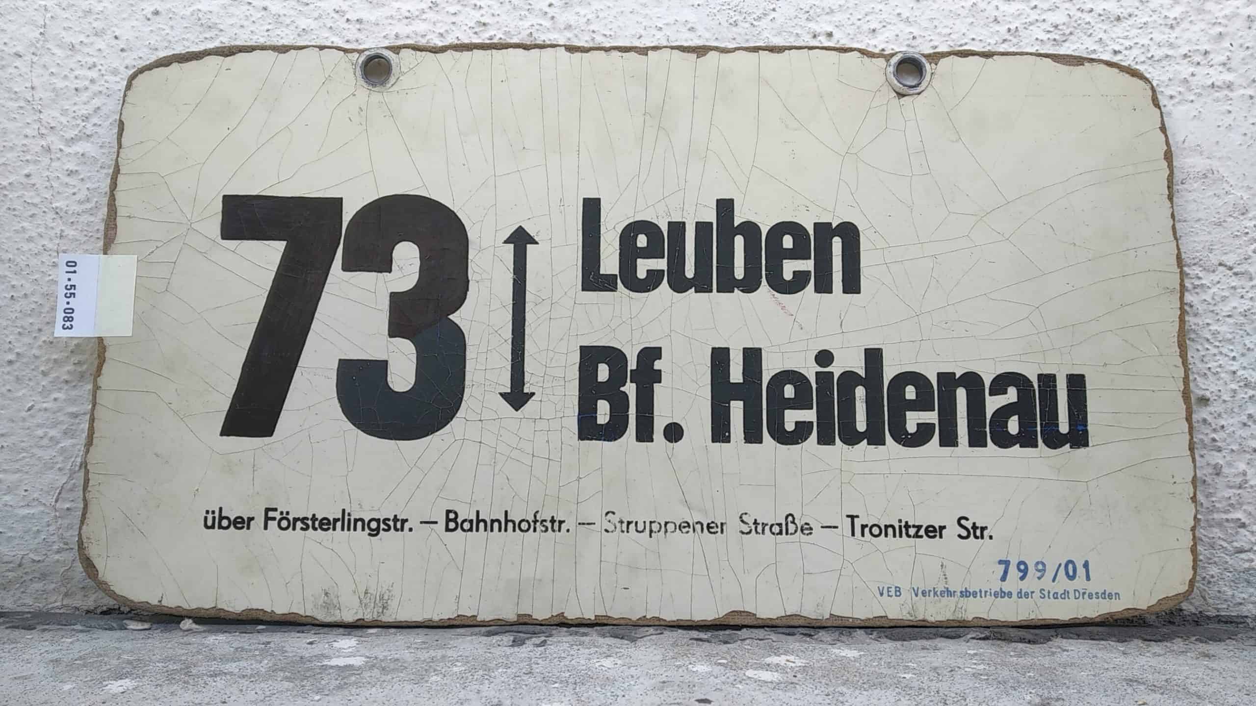 Ein seltenes Bus-Linienschild aus Dresden der Linie 73 von Leuben nach Bf. Heidenau #1