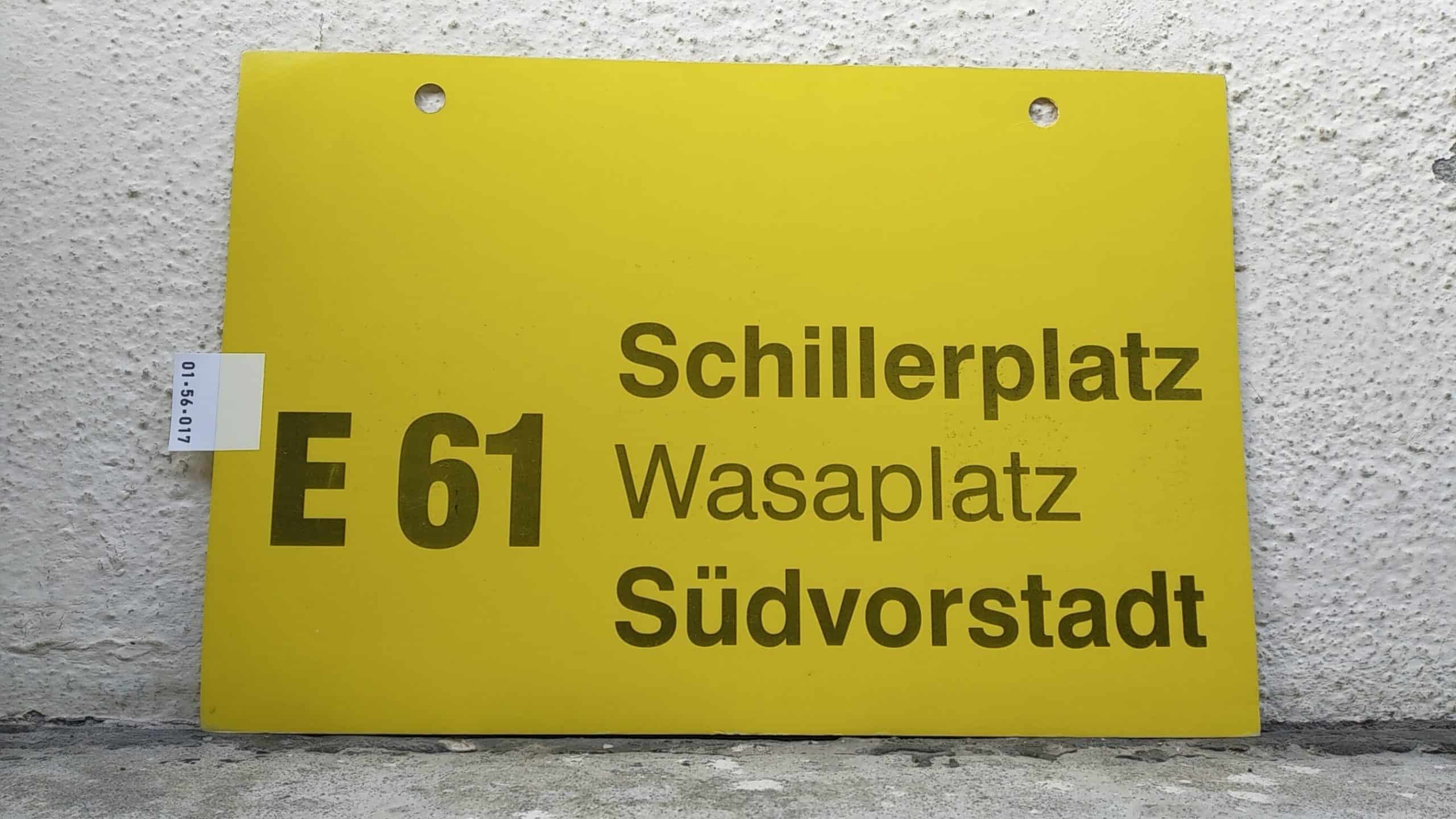 Ein seltenes Bus-Linienschild aus Dresden der Linie E 61 von Schillerplatz nach Südvorstadt #1