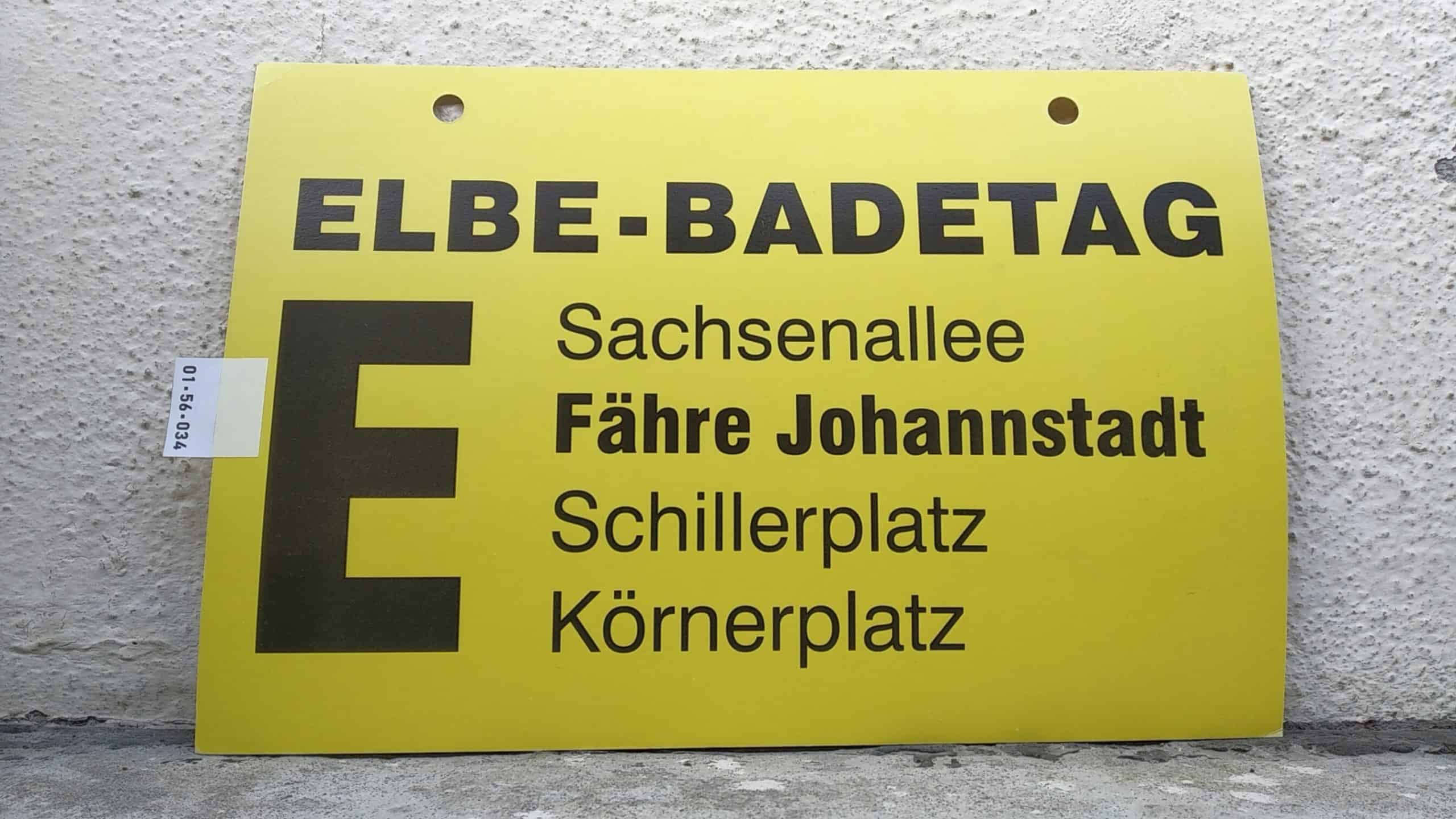 Ein seltenes Bus-Linienschild aus Dresden, anläßlich ELBE-BADETAG E Sachsenallee - Körnerplatz