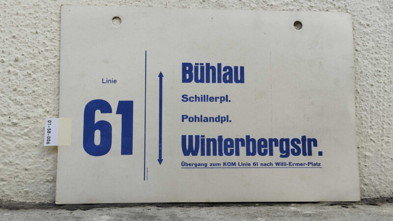 Linie 61 Bühlau – Win­ter­bergstr. Übergang zum KOM Linie 61 nach Willi-Ermer-Platz