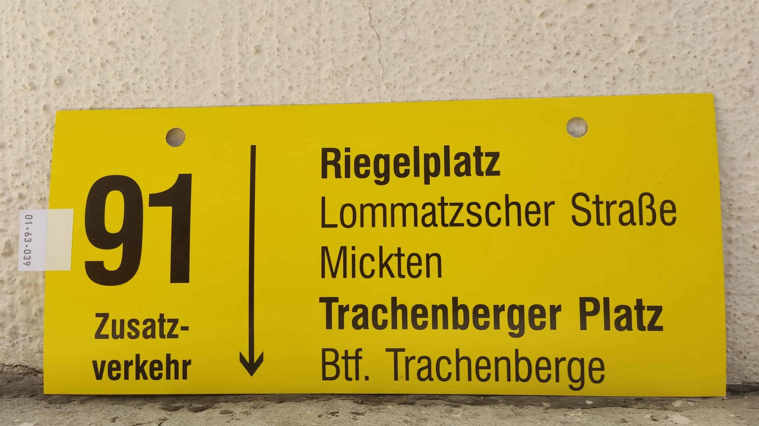 91 Zusatz- verkehr Riegelplatz – Trachenberger Platz – Btf. Trachenberge