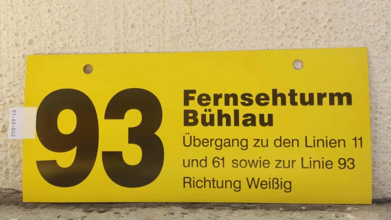 93 Fern­seh­turm – Bühlau Übergang zu den Linien 11 und 61 sowie zur Linie 93 Richtung Weißig